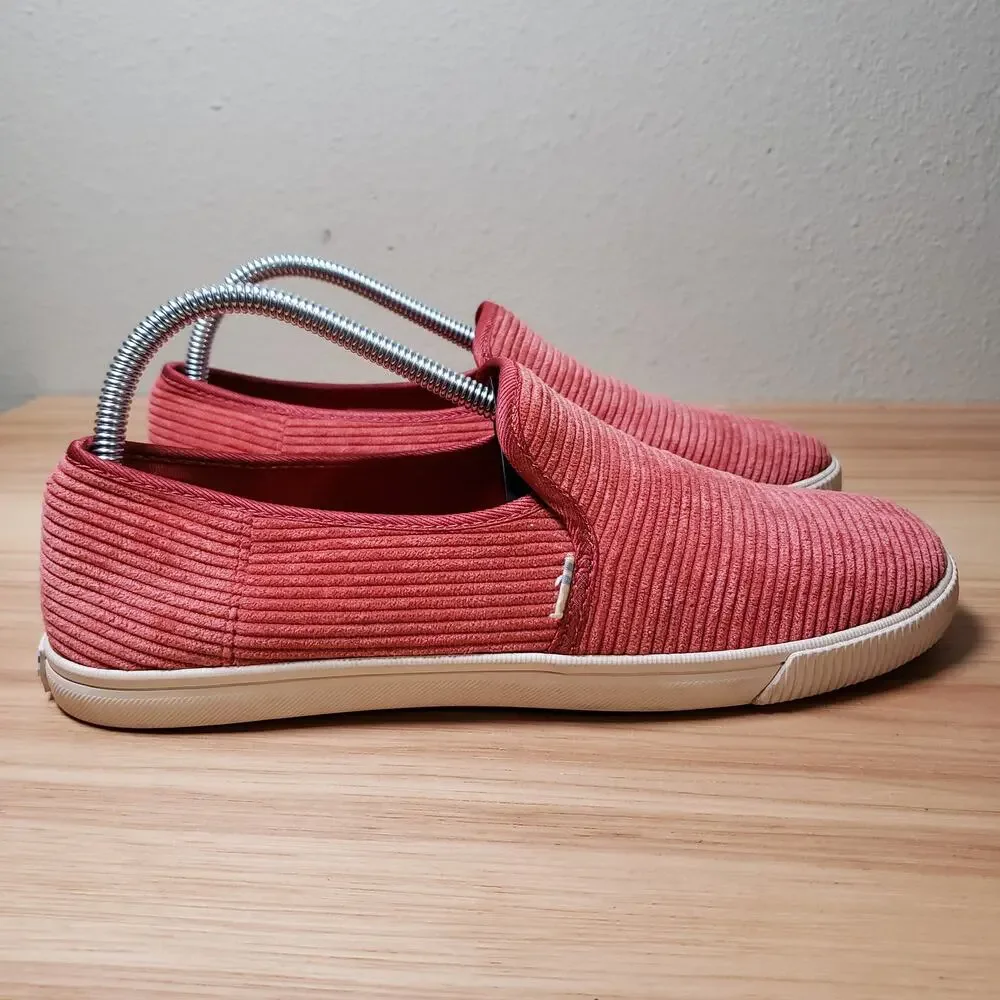 Toms Women's 9 Corduroy Slip On Casual Snekers Spice Red Rust‎ Fall Basic Comfy